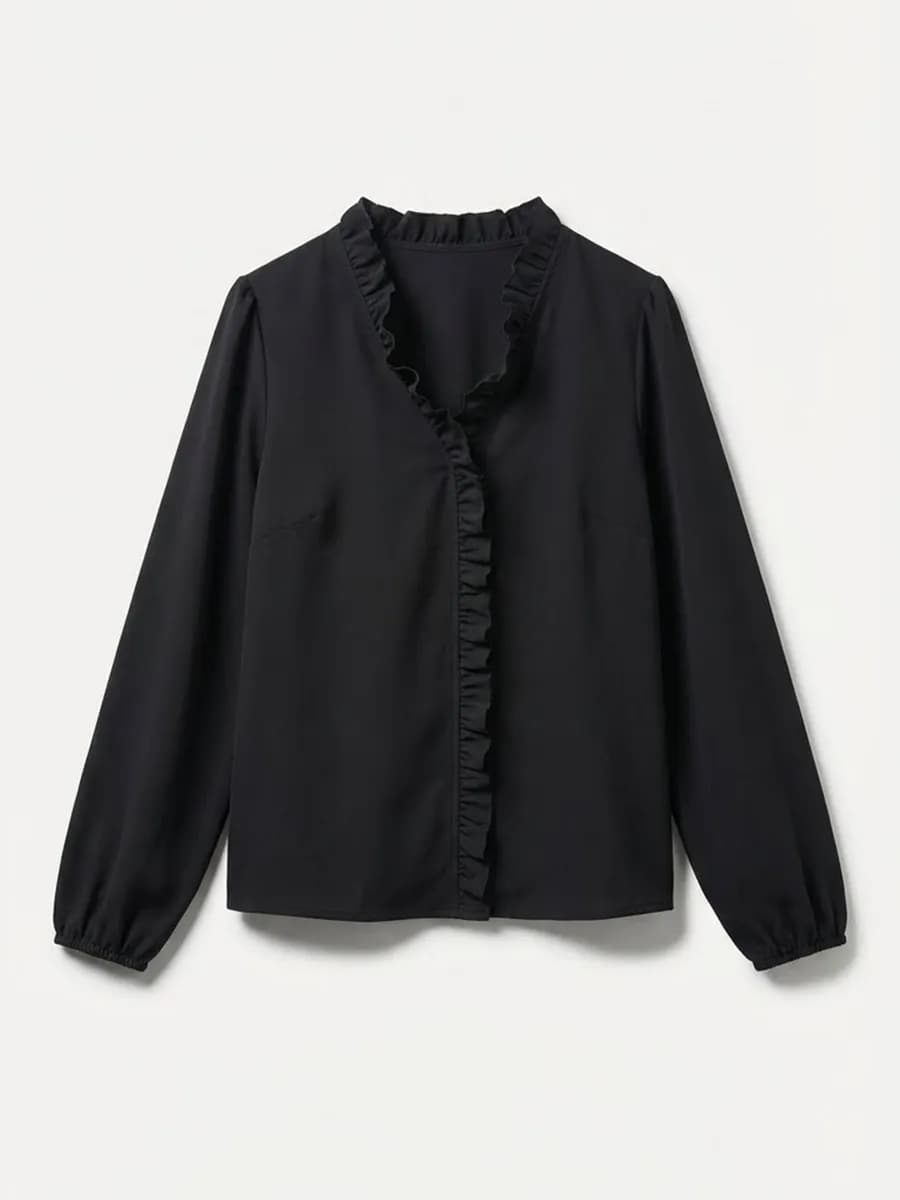 Блузка женская нарядная черная, рубашка женская черная