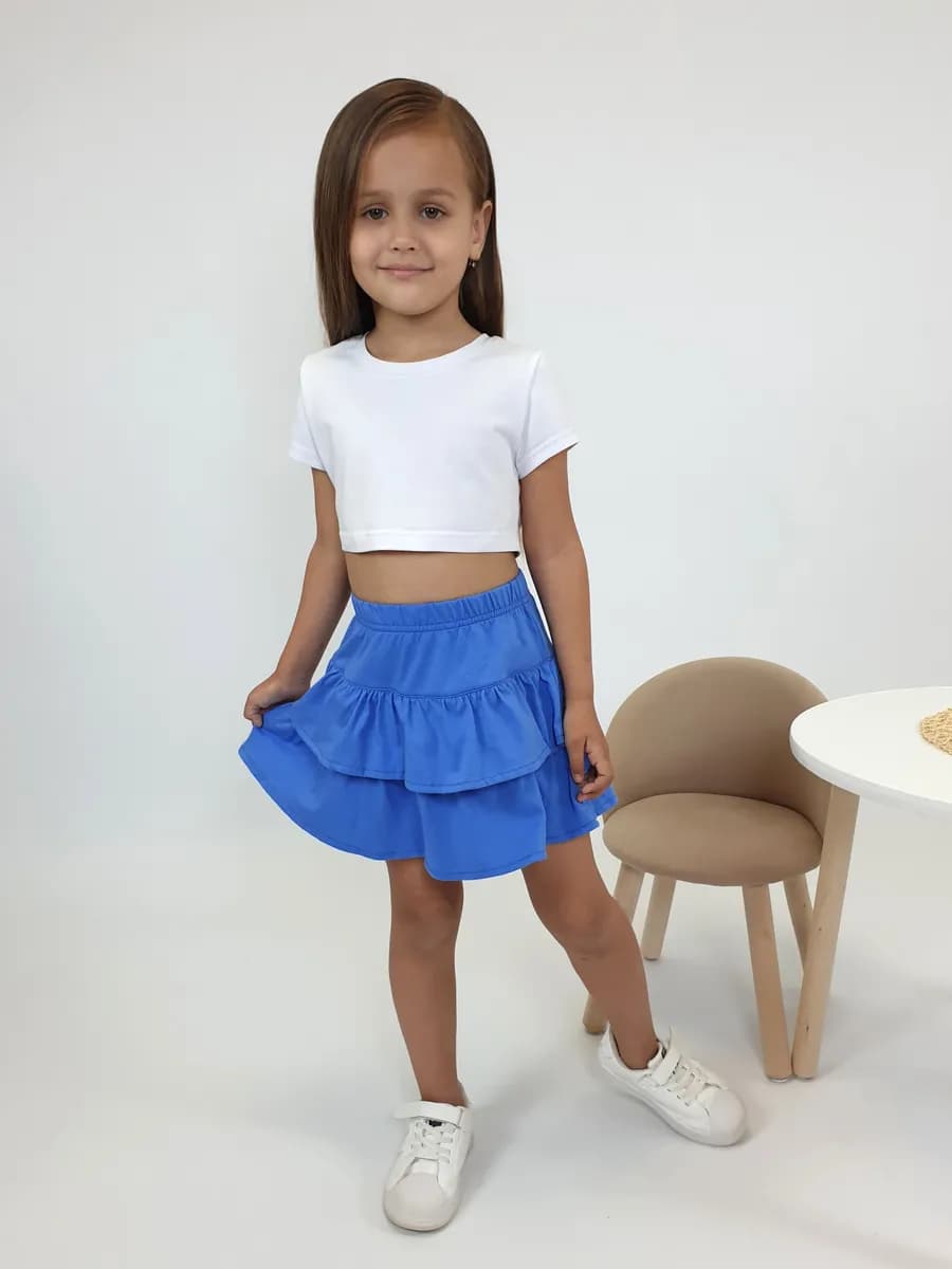 Юбка трикотажная с воланами в садик для детей
