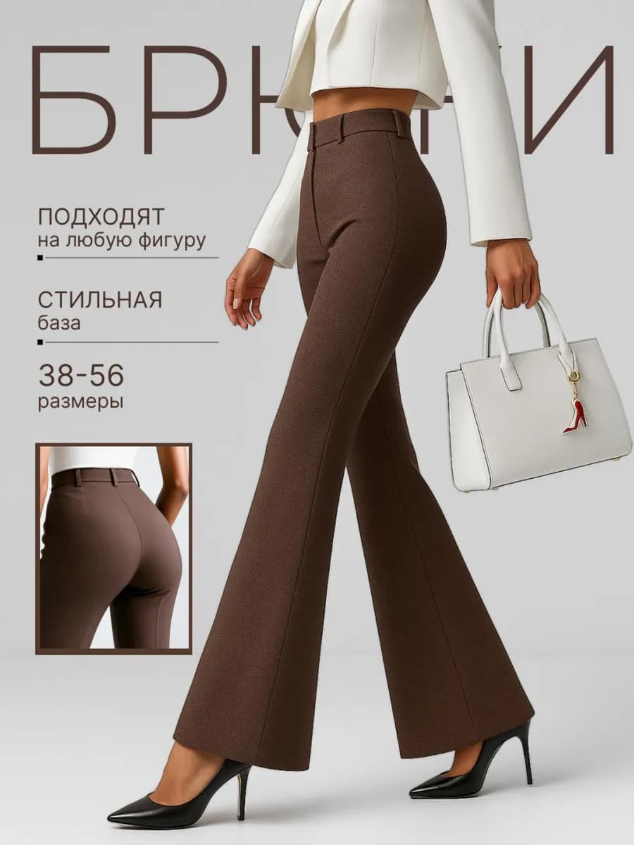 Брюки клеш классические с высокой посадкой