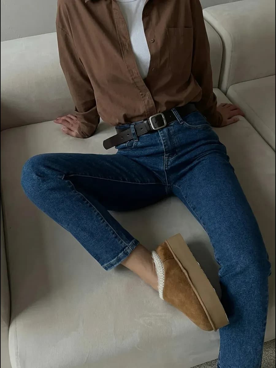 Джинсы бананы слимы высокая посадка mom