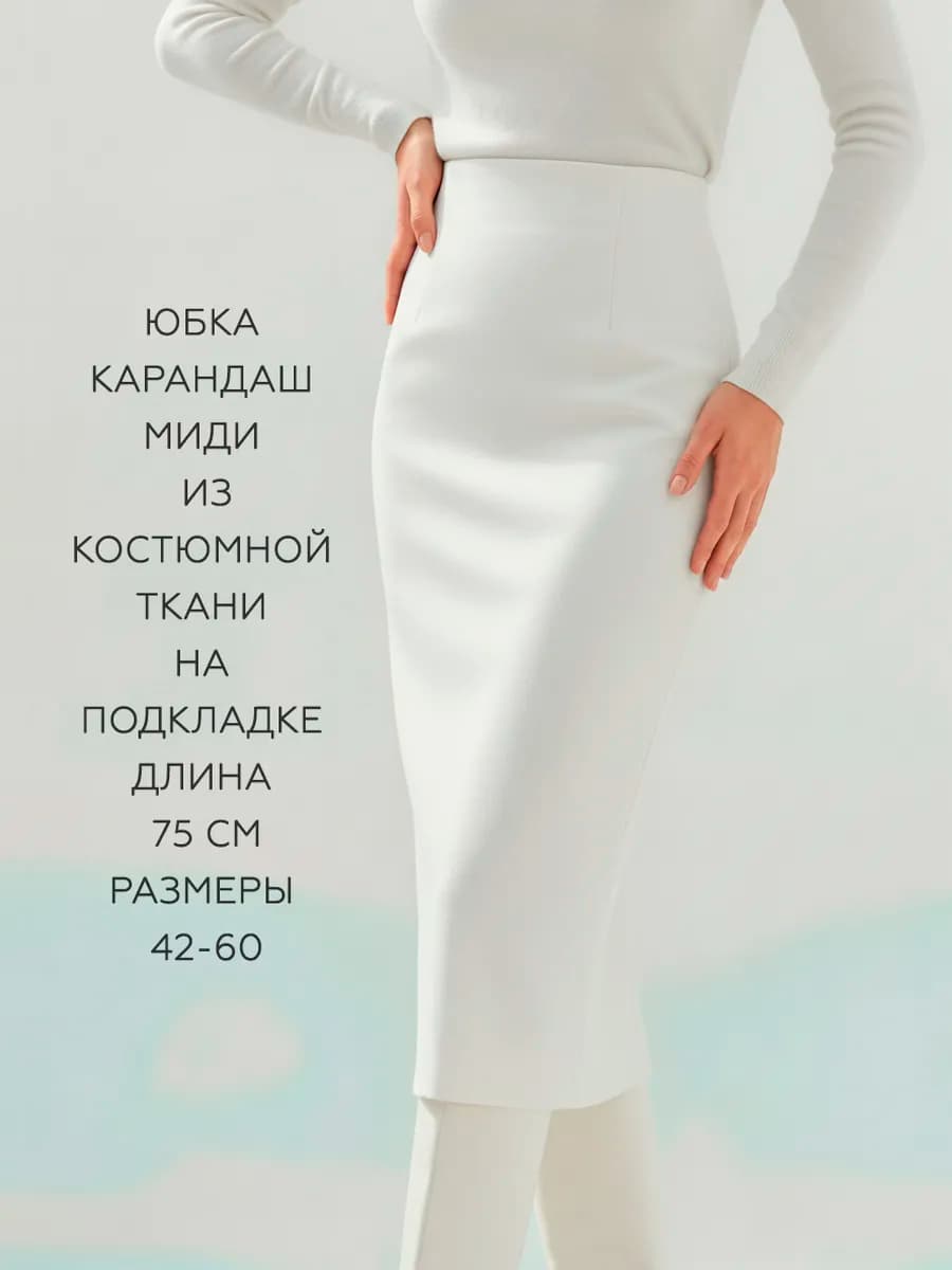 Юбка карандаш миди белая