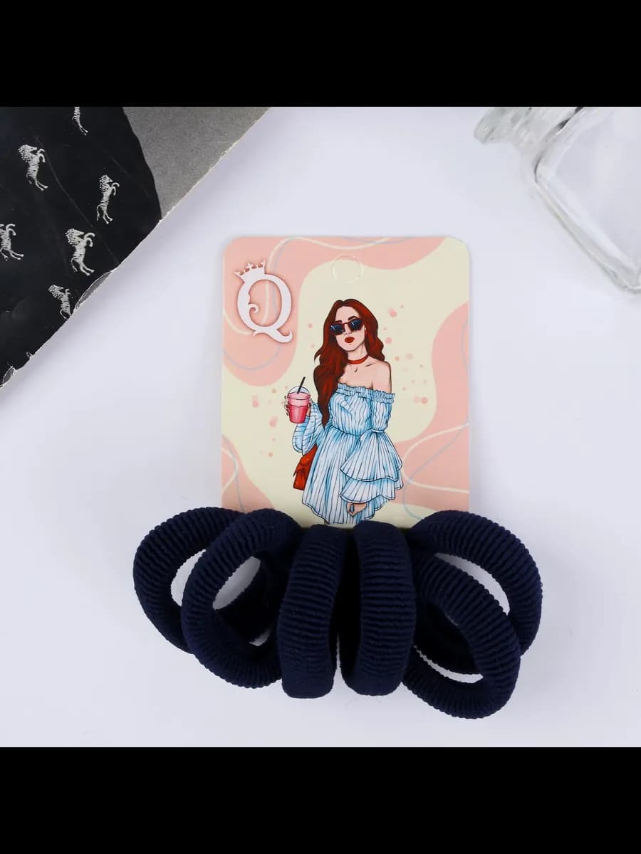 Резинки для волос темно-синие 6 шт