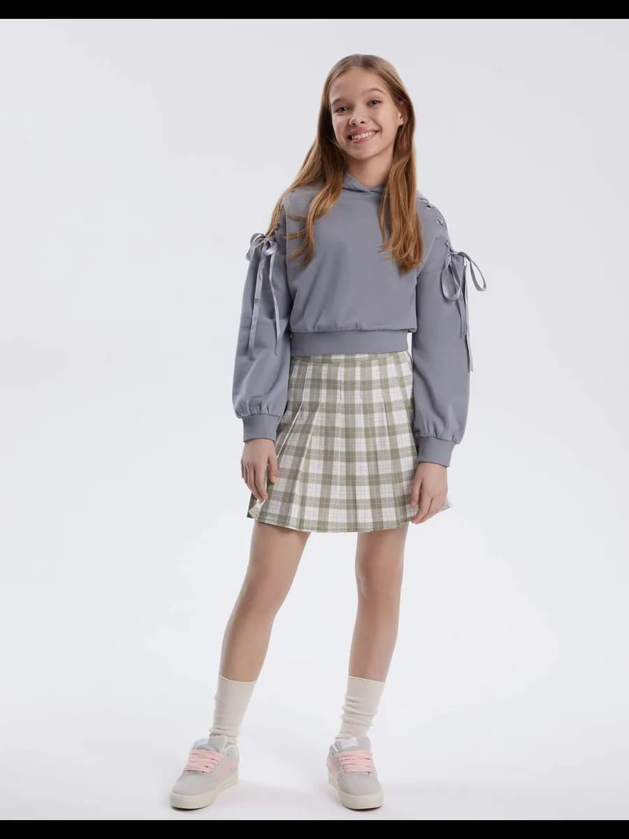 Клетчатая мини-юбка со складками