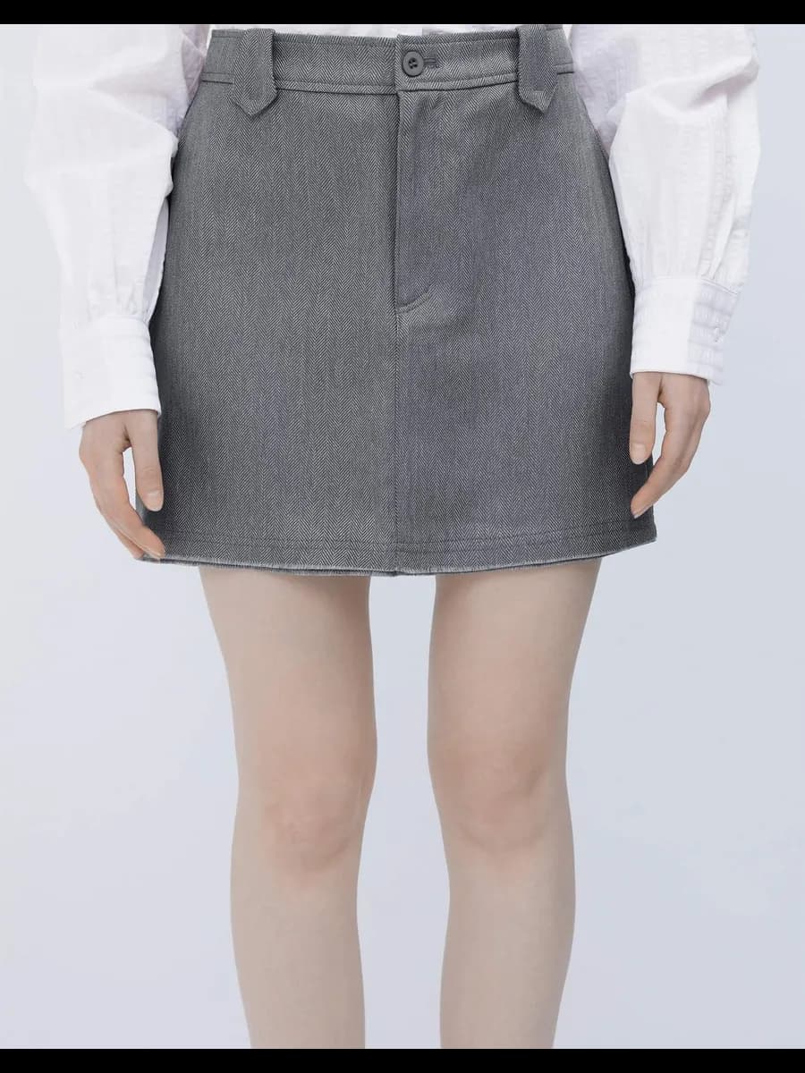 Серая юбка-трапеция мини