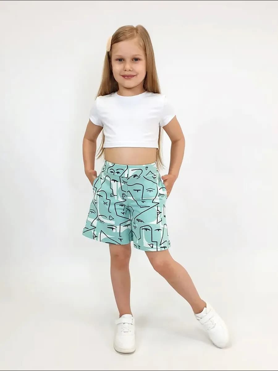 Шорты удлиненные широкие из футера для детей