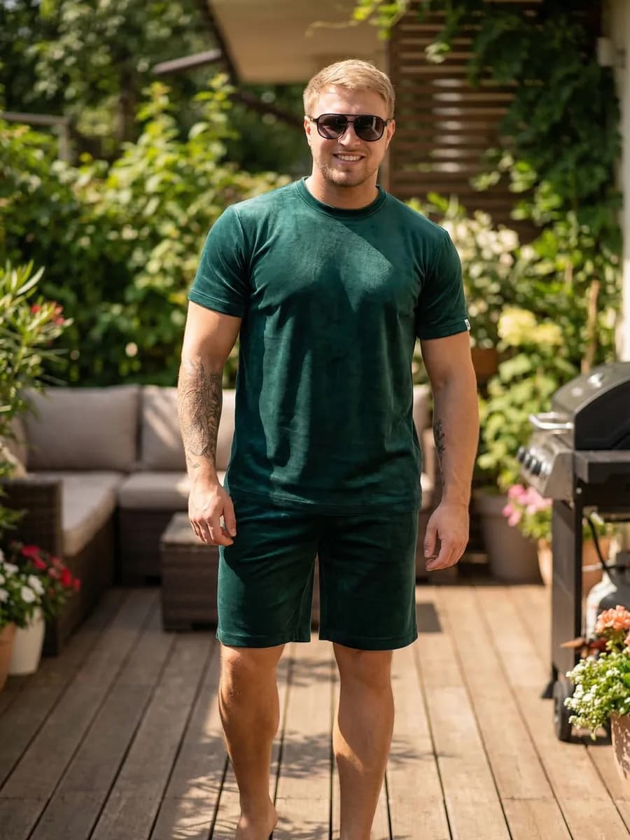 Велюровый домашний костюм с шортами большие размеры