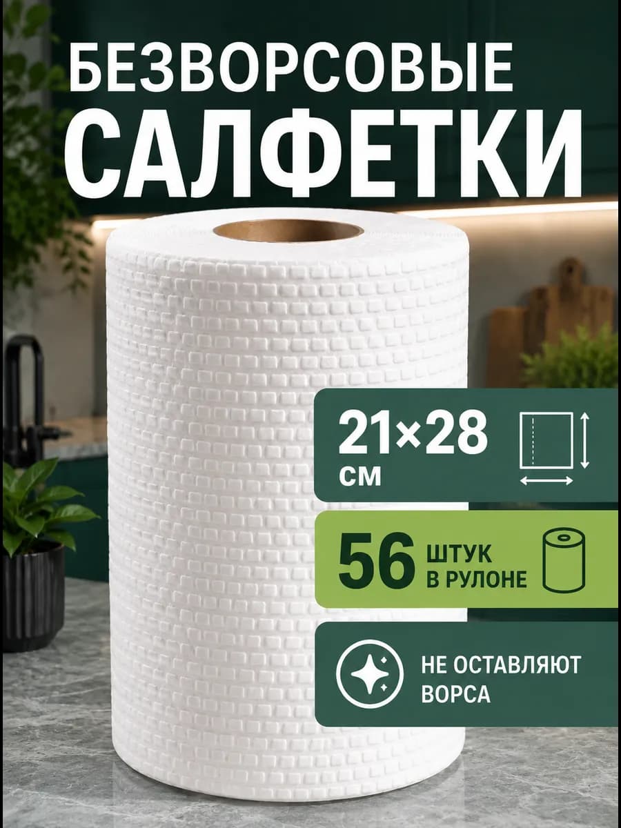 Салфетки Безворсовые для уборки в рулоне