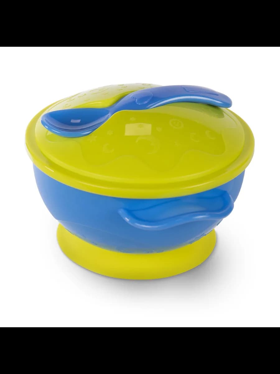 Тарелка детская на присоске с крышкой и ложкой
