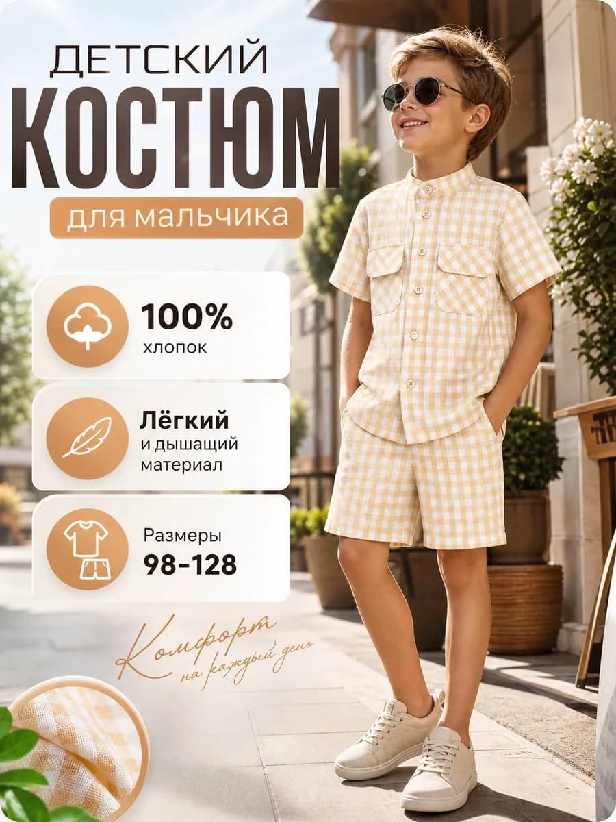 Костюм летний с шортами и рубашкой