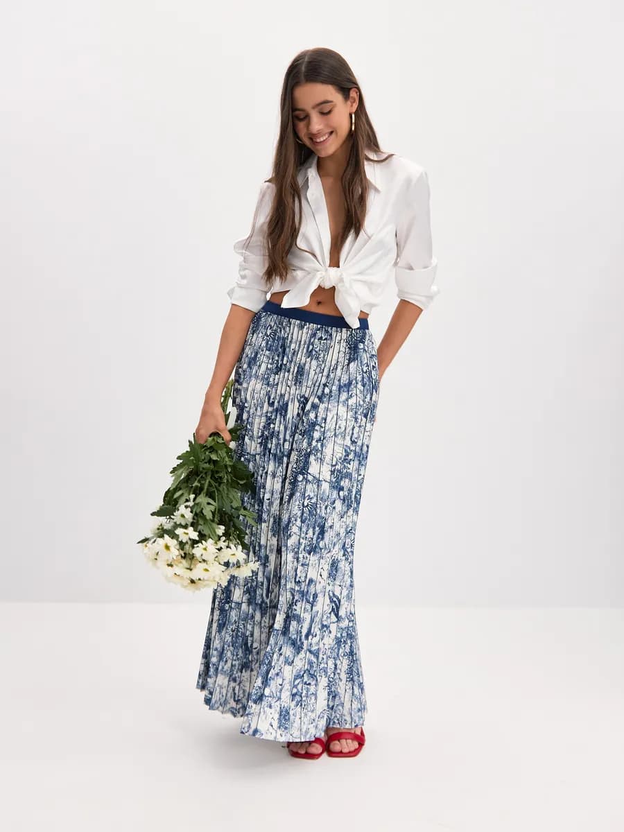 Юбка плиссе макси с принтом