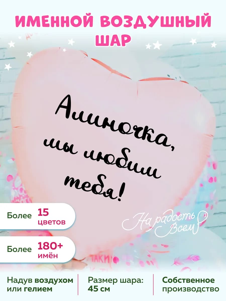 Воздушный шар сердце Алиночка, Мы любим тебя