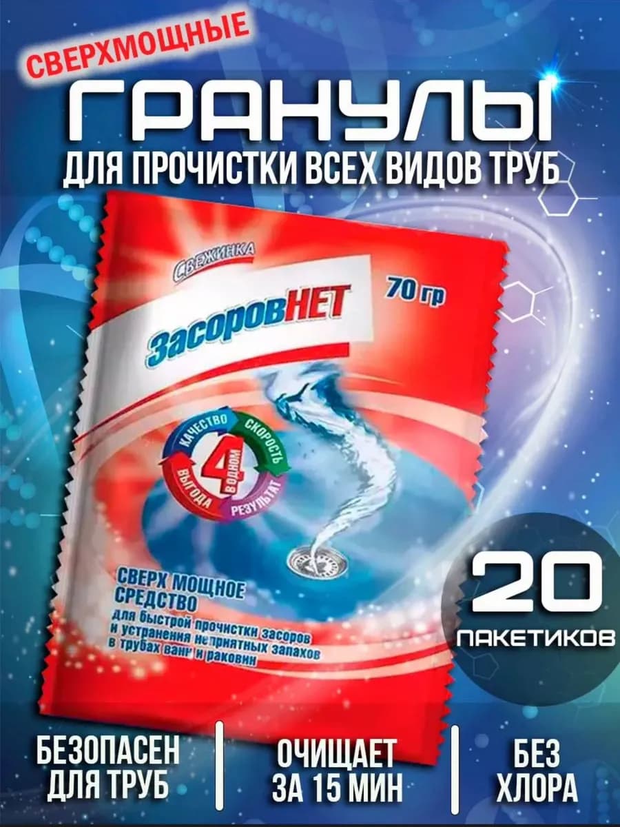 Средство от засоров для прочистки труб