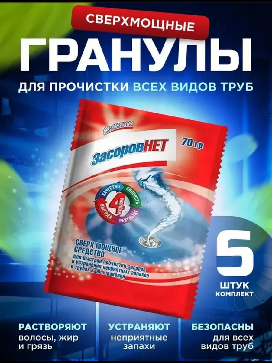 Средство от засоров для прочистки труб