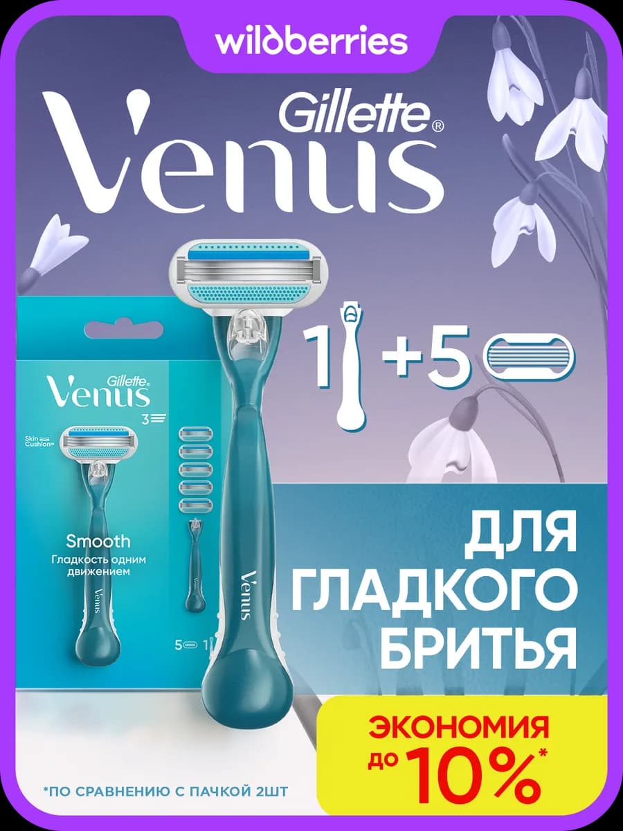 Женская бритва Smooth с 5 сменными кассетами