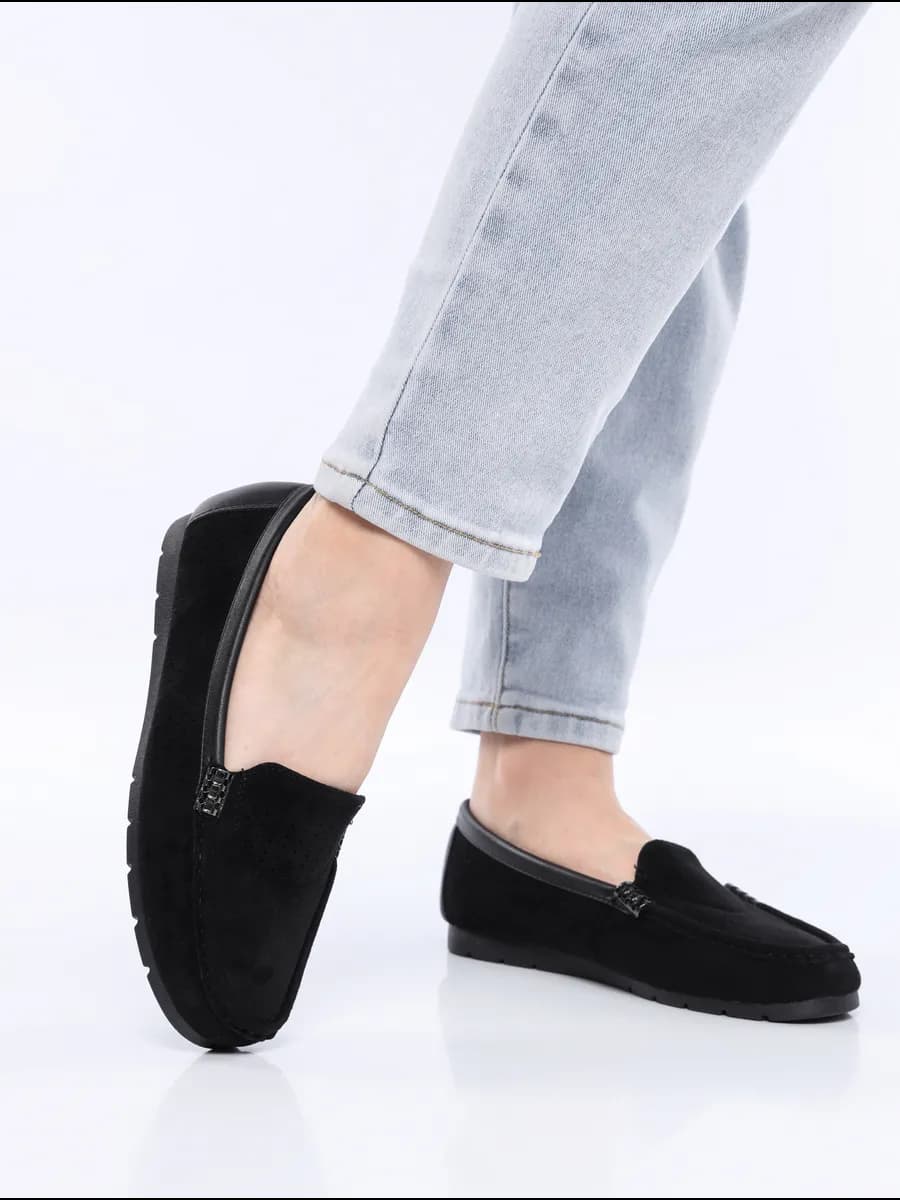 Мокасины черные топсайдеры замшевые дышащие - фото 1