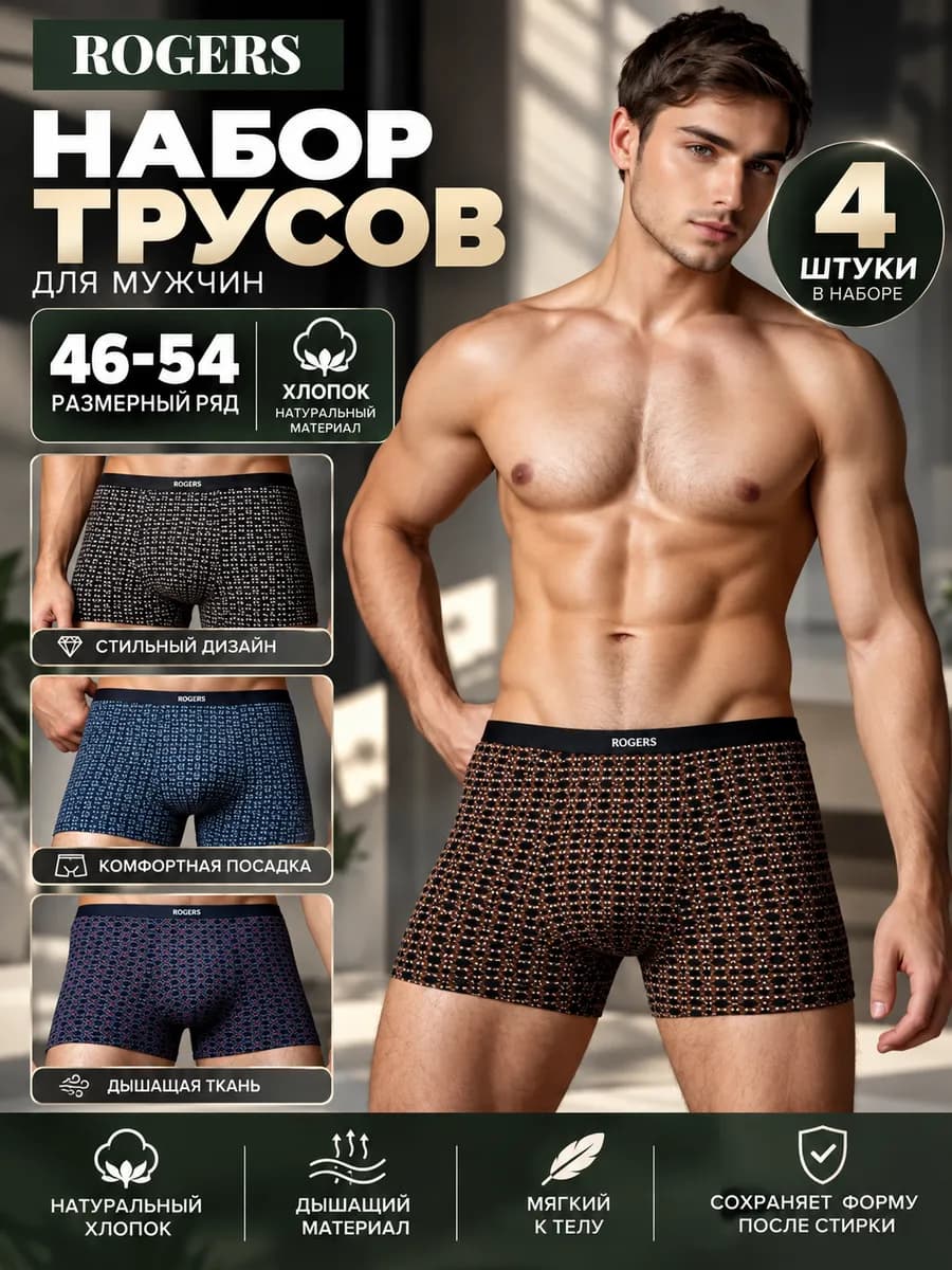 Трусы боксеры набор 4 шт