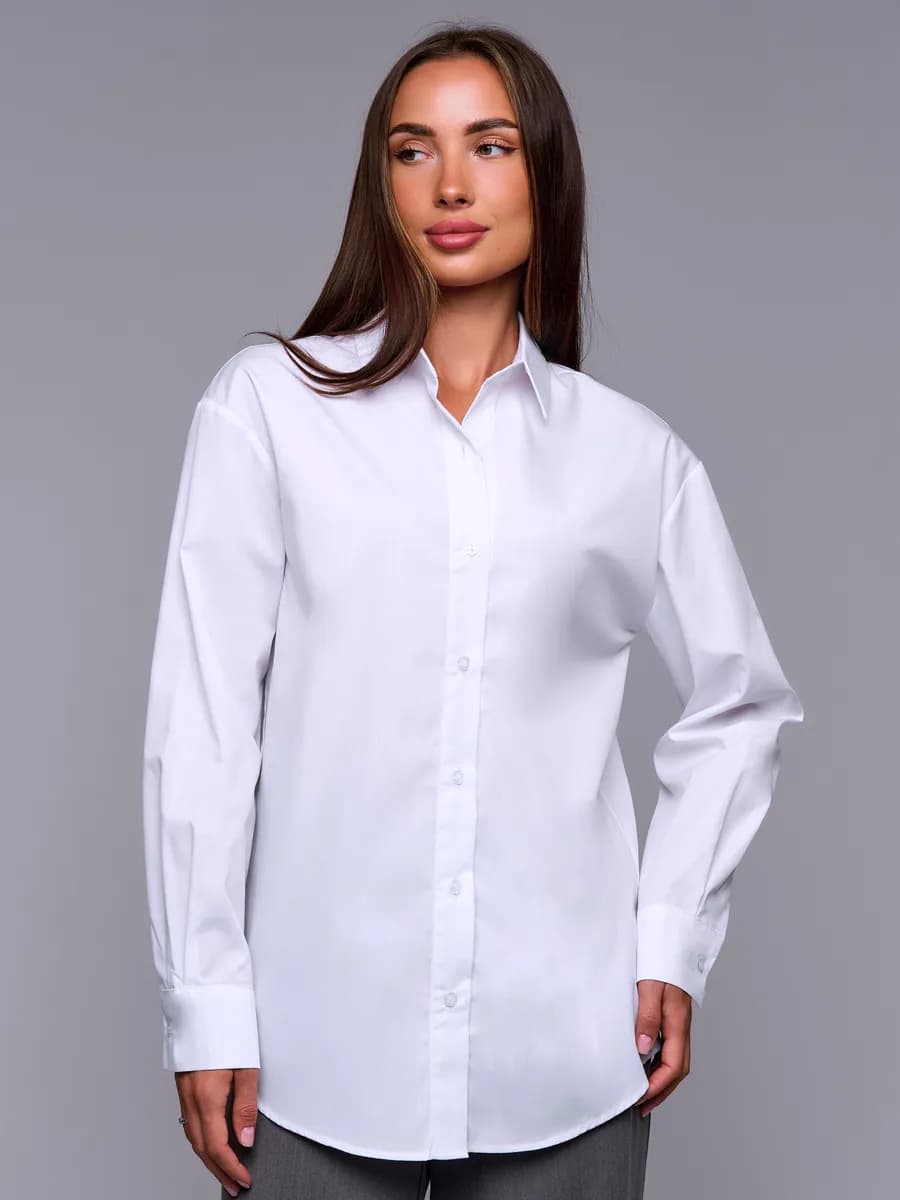 Рубашка хлопковая оверсайз, базовая для офиса и школы