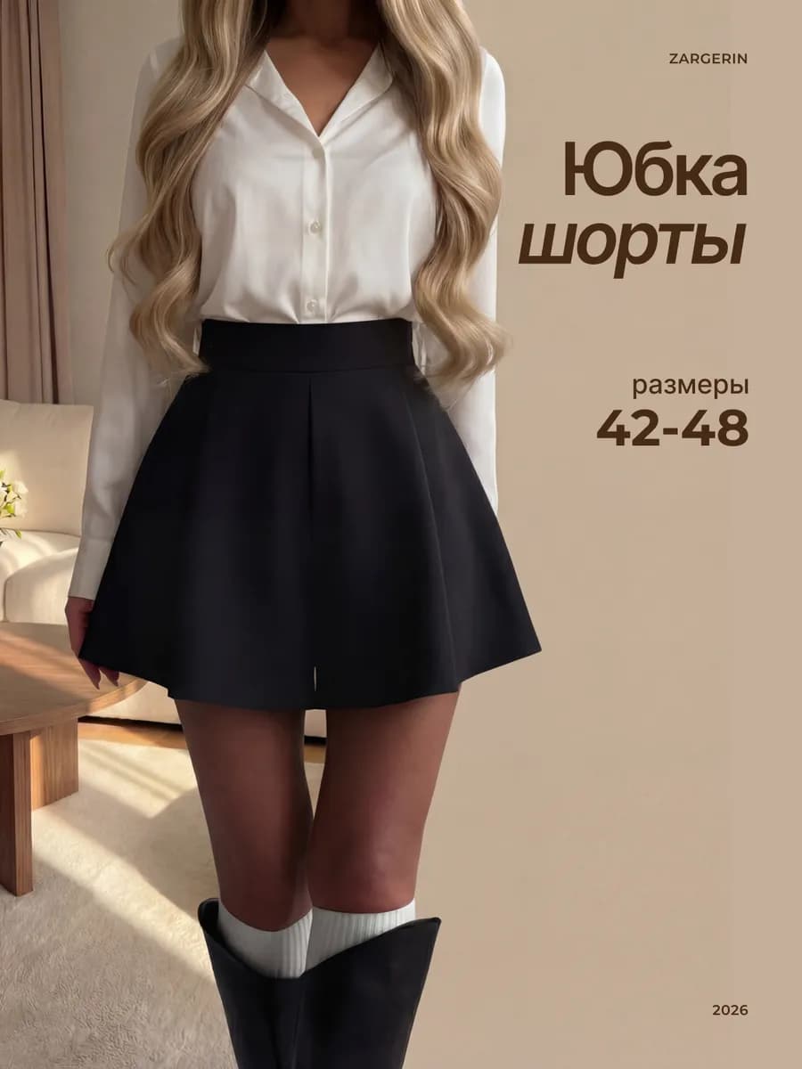 Юбка шорты короткая в складку