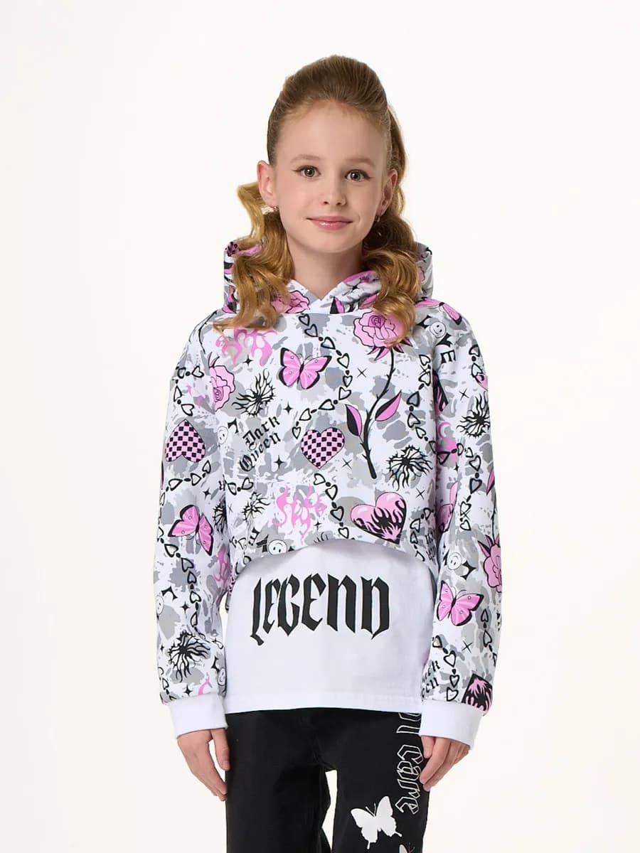 Худи для девочки подростка укороченное белое