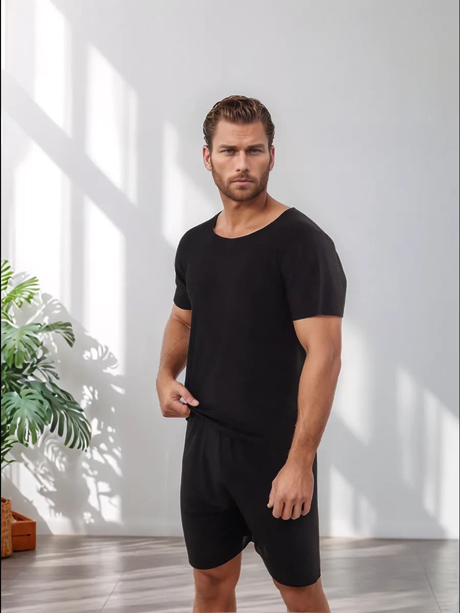 Летняя пижама с шортами и футболкой. Домашний костюм - фото 1