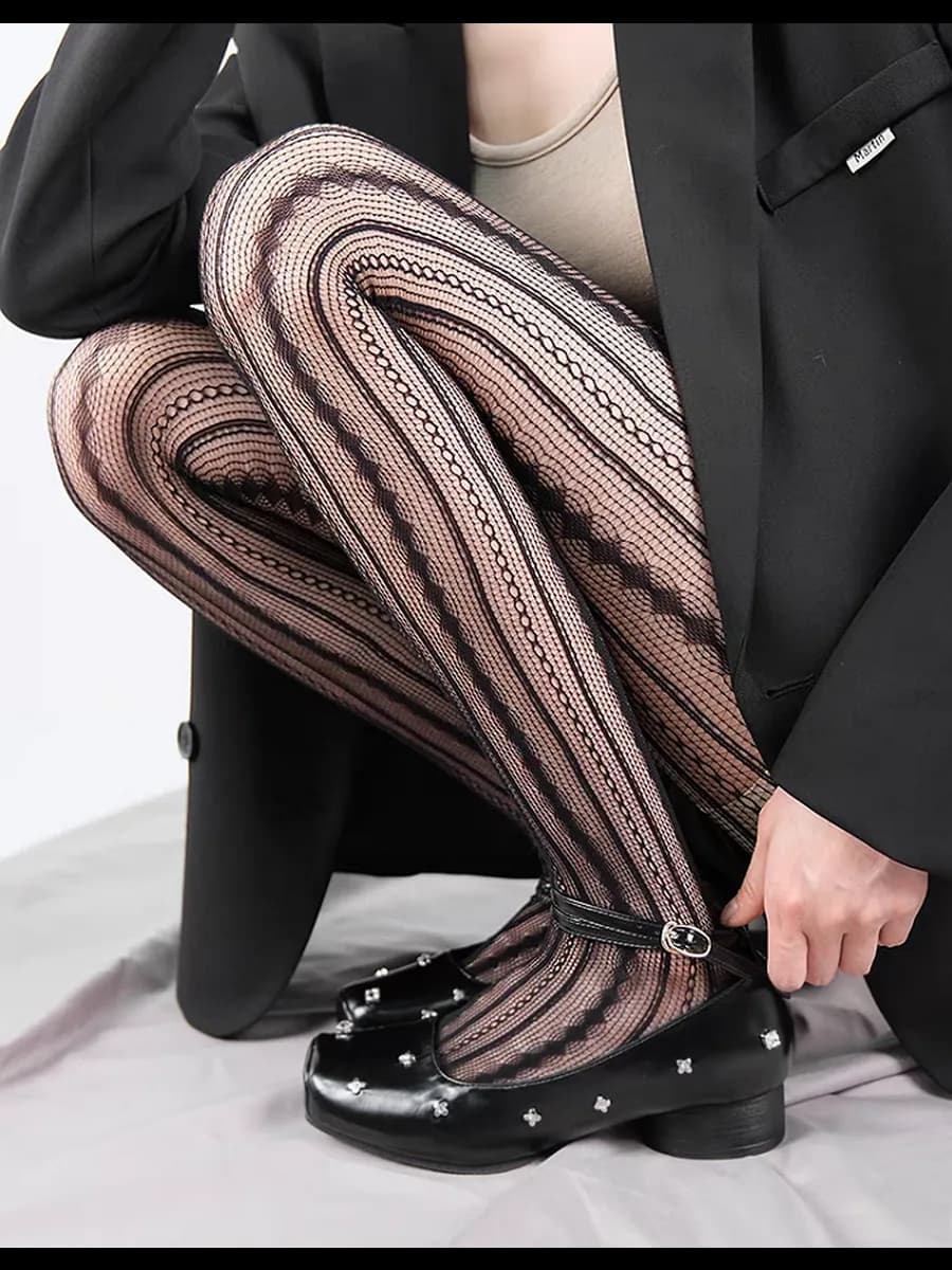 кружевные ажурные колготки в сетку с рисунком