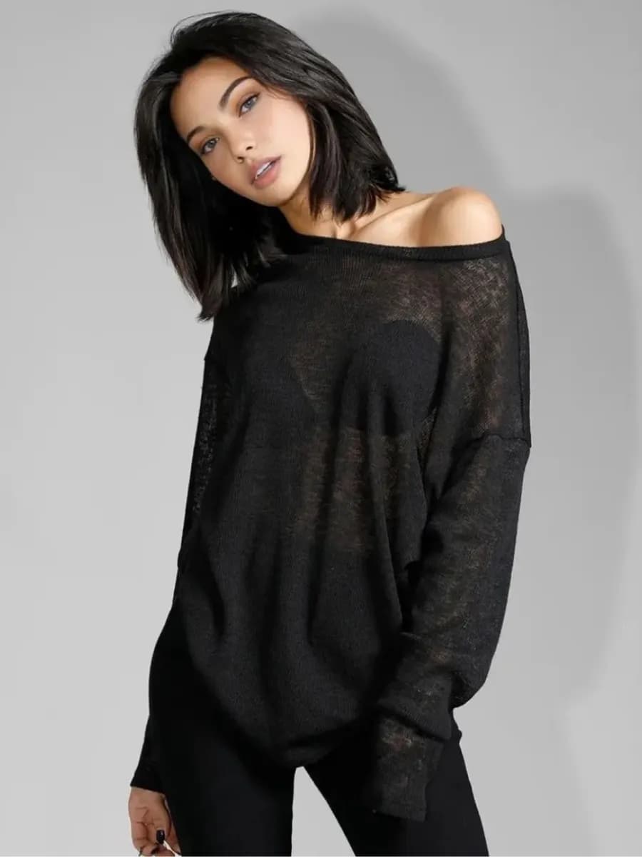 Лонгслив прозрачный оверсайз y2k