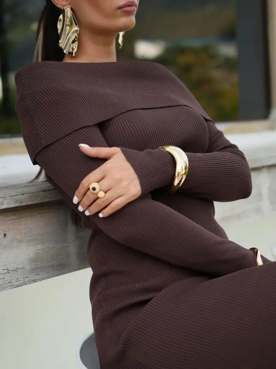 Платье женское лапша с открытыми плечами - фото 1