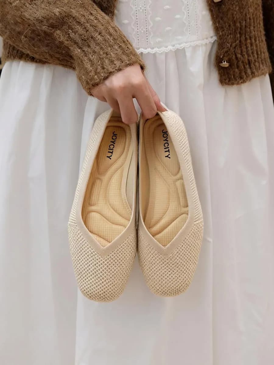 Балетки летние в сетку с квадратным носом - фото 1