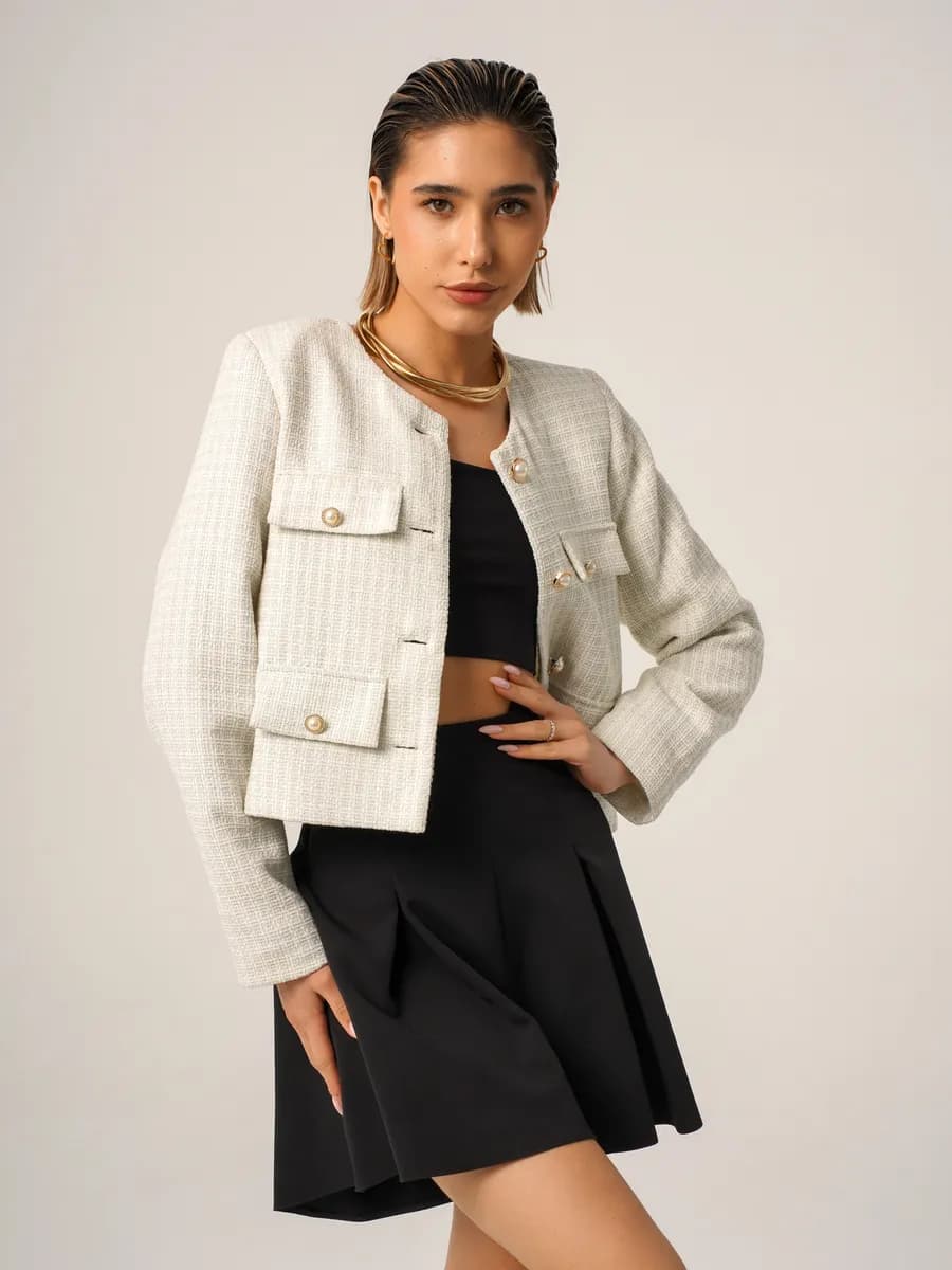 Жакет твидовый укороченный