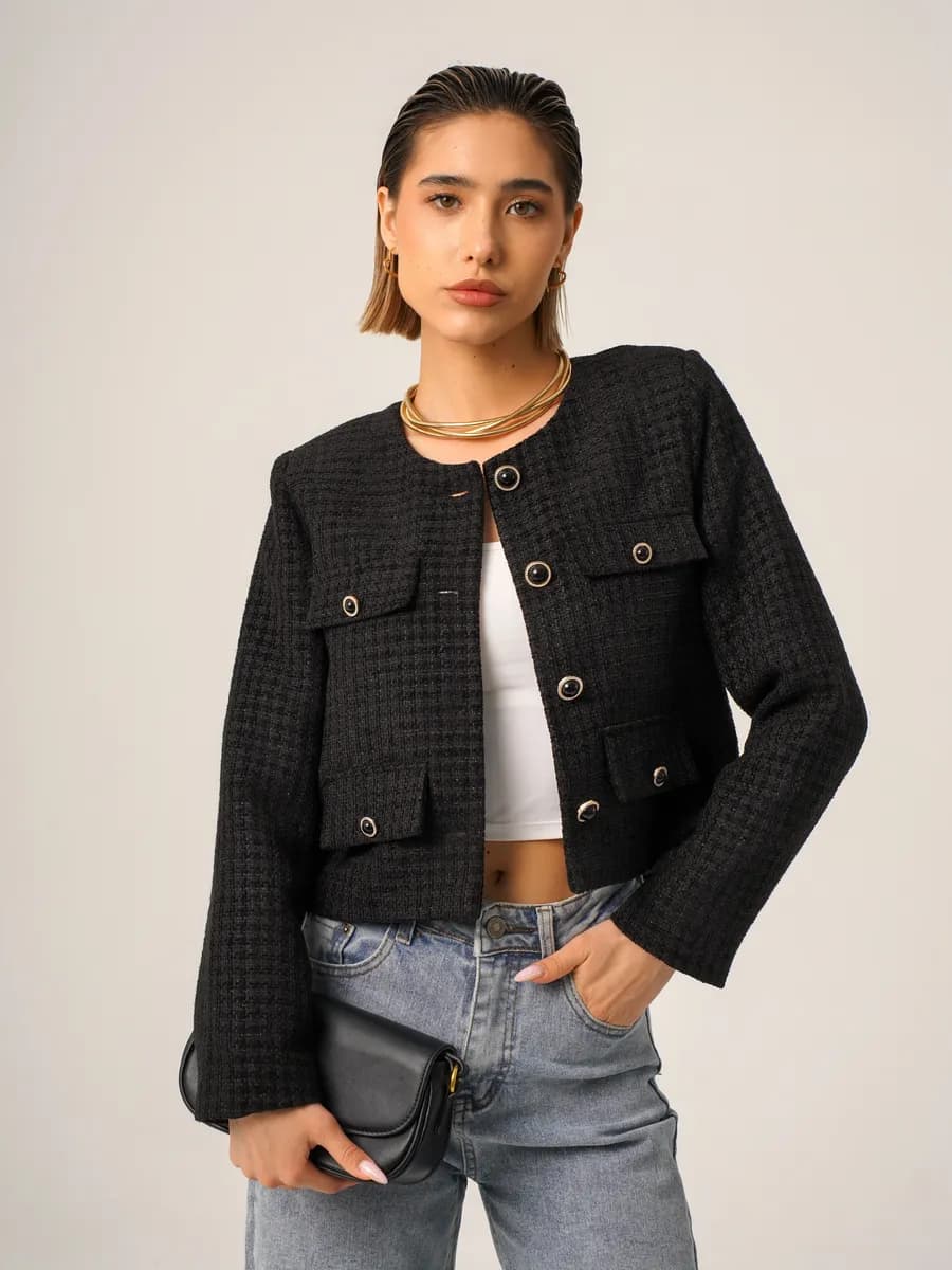 Жакет твидовый укороченный