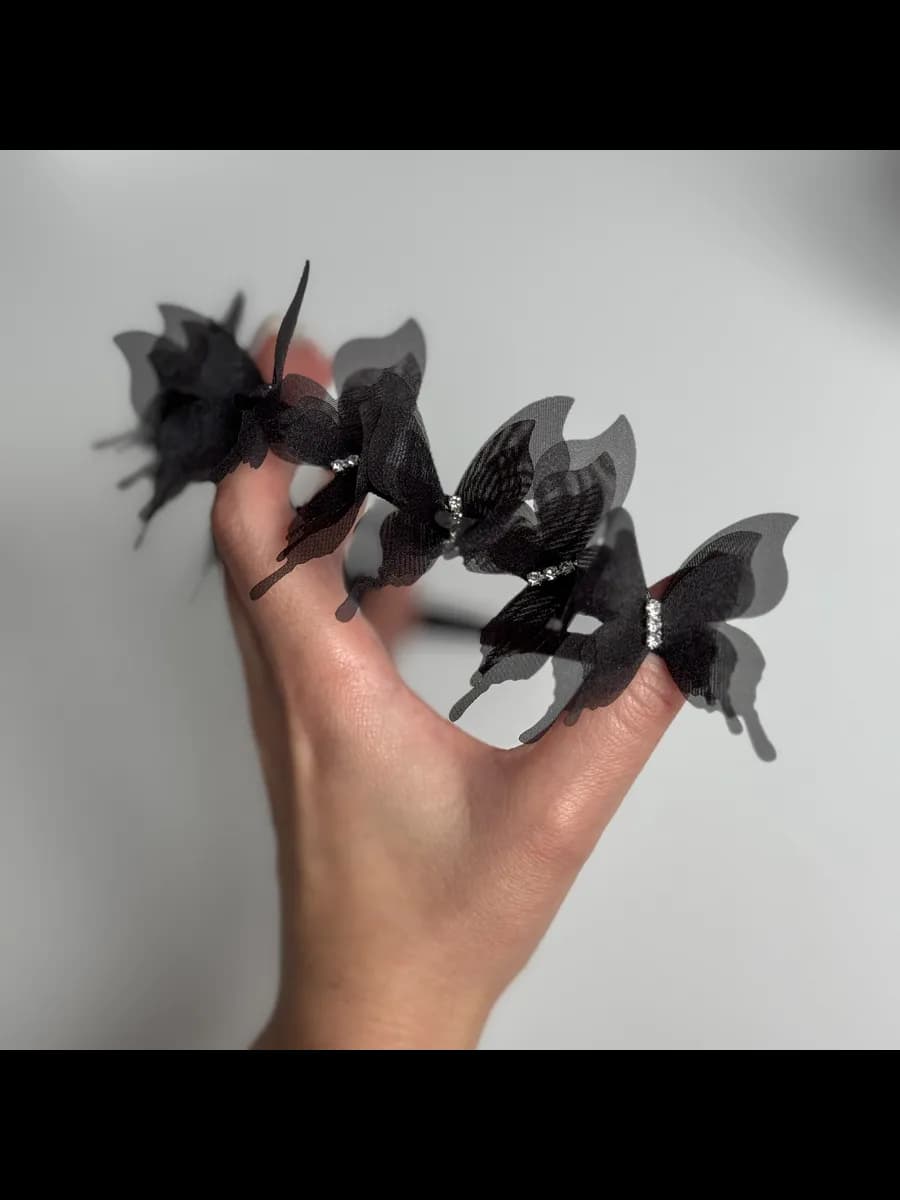 Повязка с черными бабочками для новорожденных