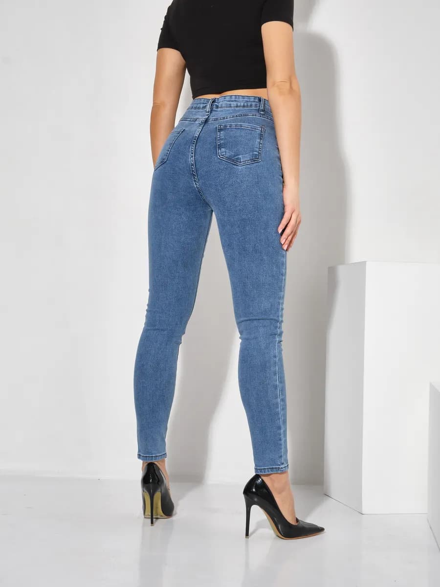 Джинсы скинни с высокой посадкой зауженные стрейч