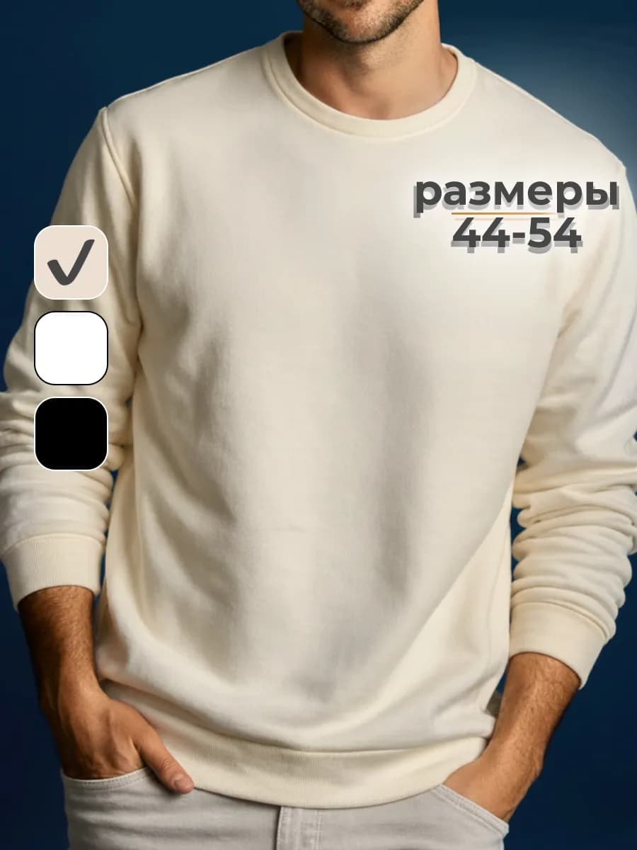 Свитшот без начеса базовый однотонный