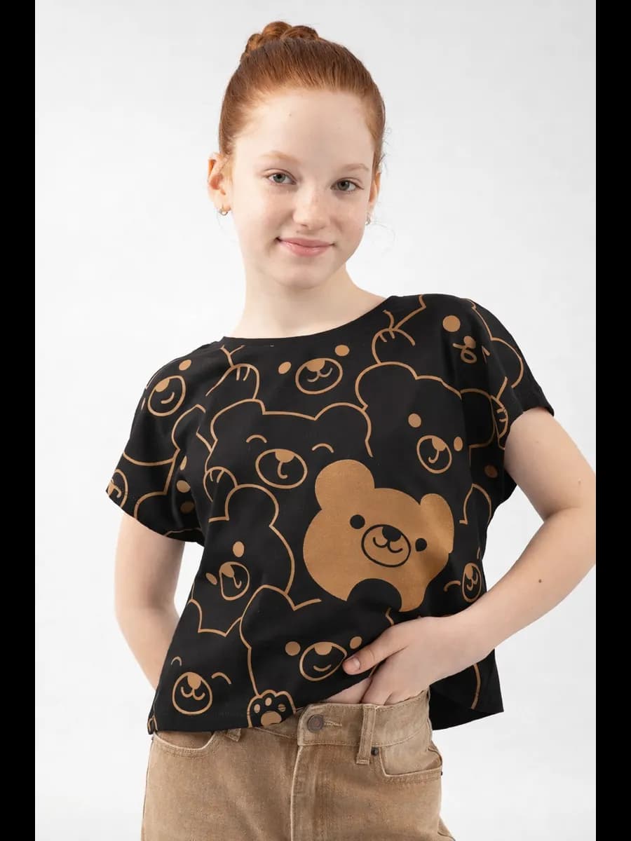 Футболка кроп топ оверсайз укороченная с принтом