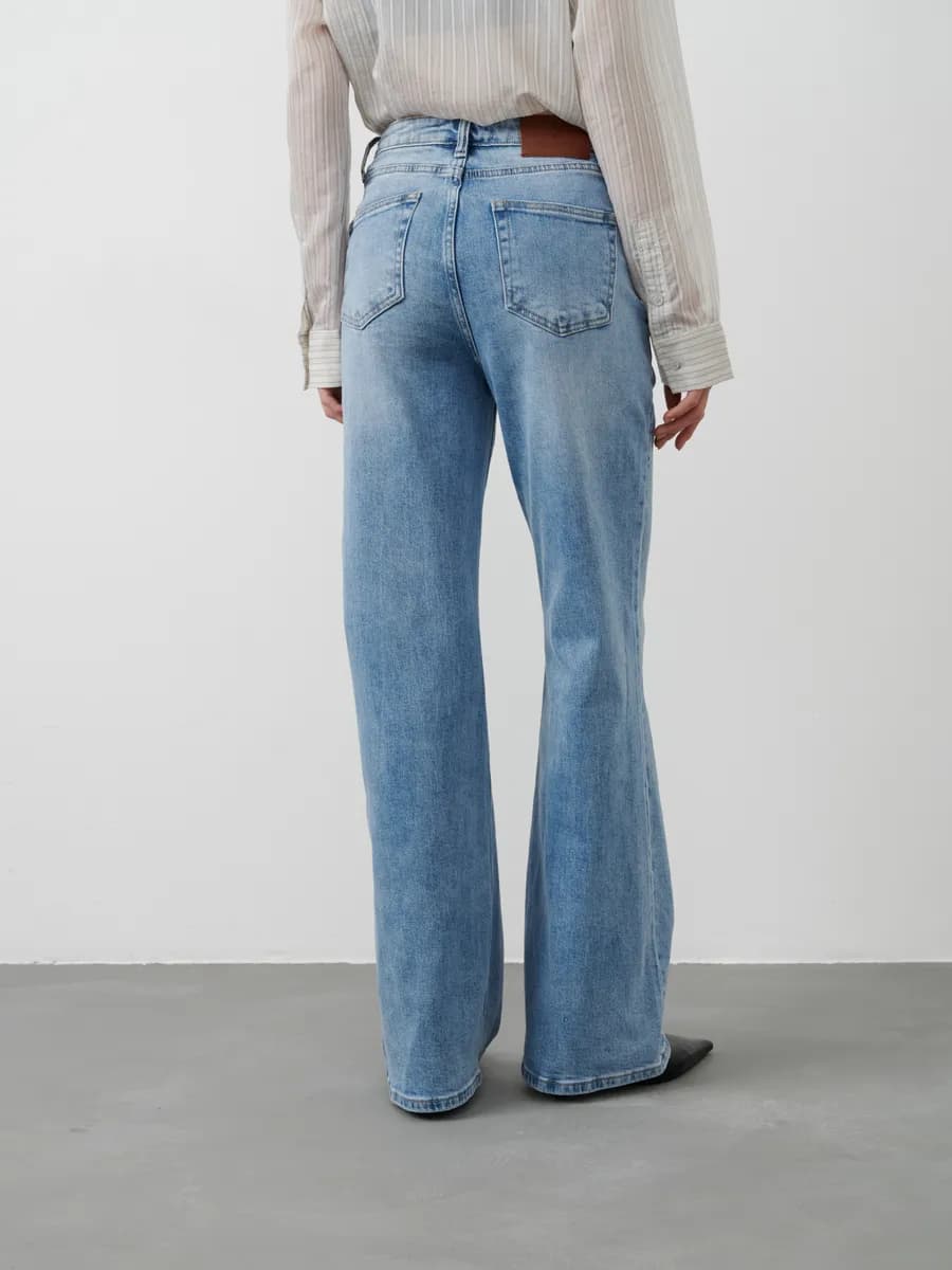 Джинсы широкие прямые палаццо с высокой посадкой