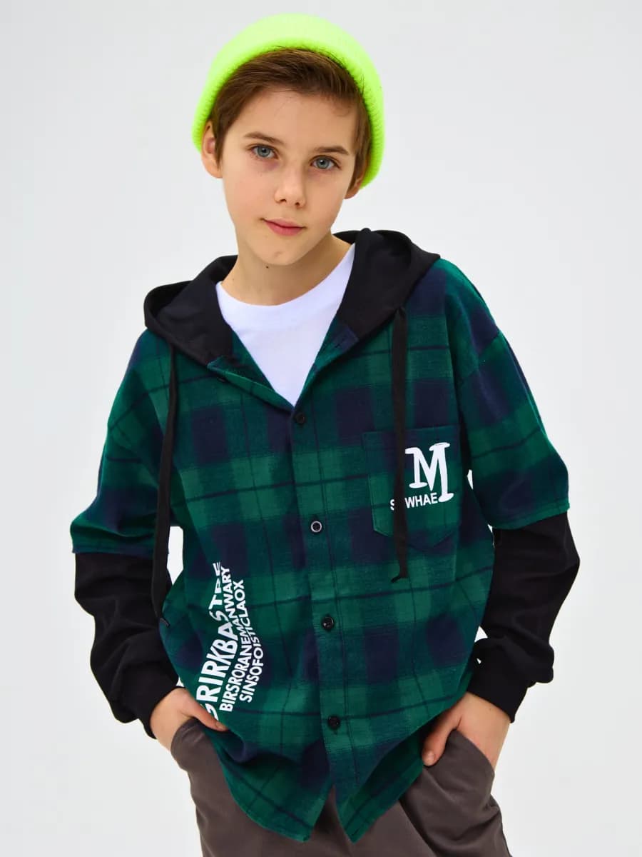 Рубашка в клетку оверсайз подростковая