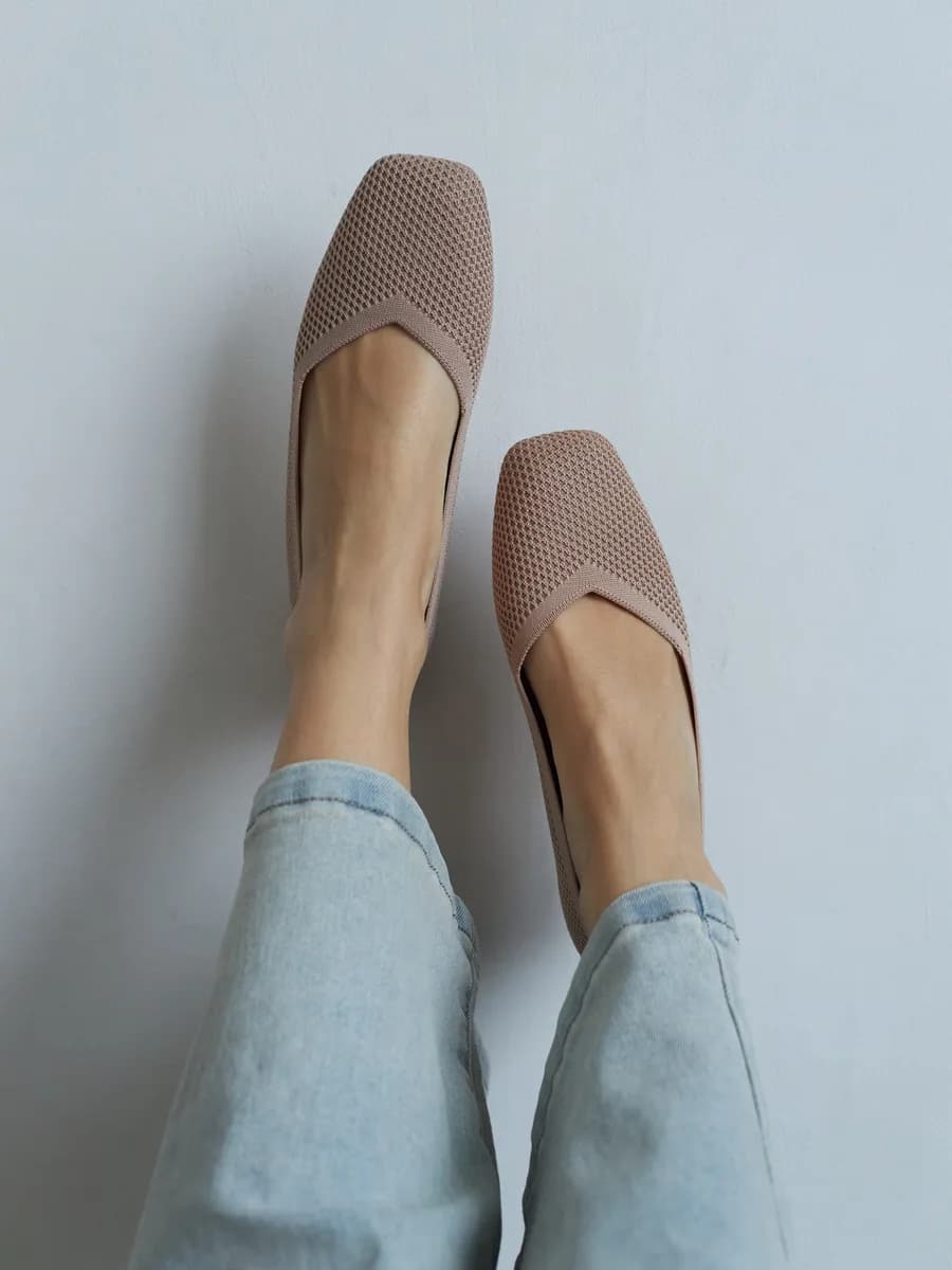 Балетки летние в сетку с квадратным носом - фото 1