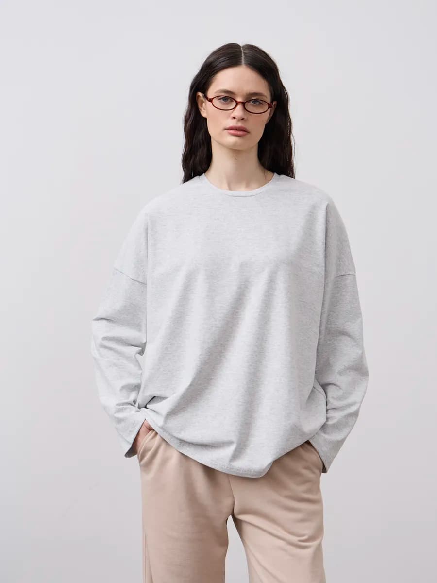 Лонгслив удлиненный оверсайз с длинным рукавом