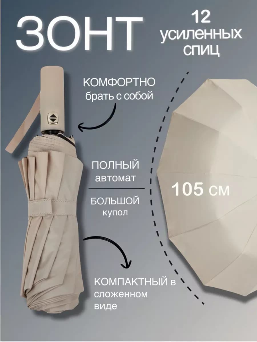 Зонт автомат белый антиветер