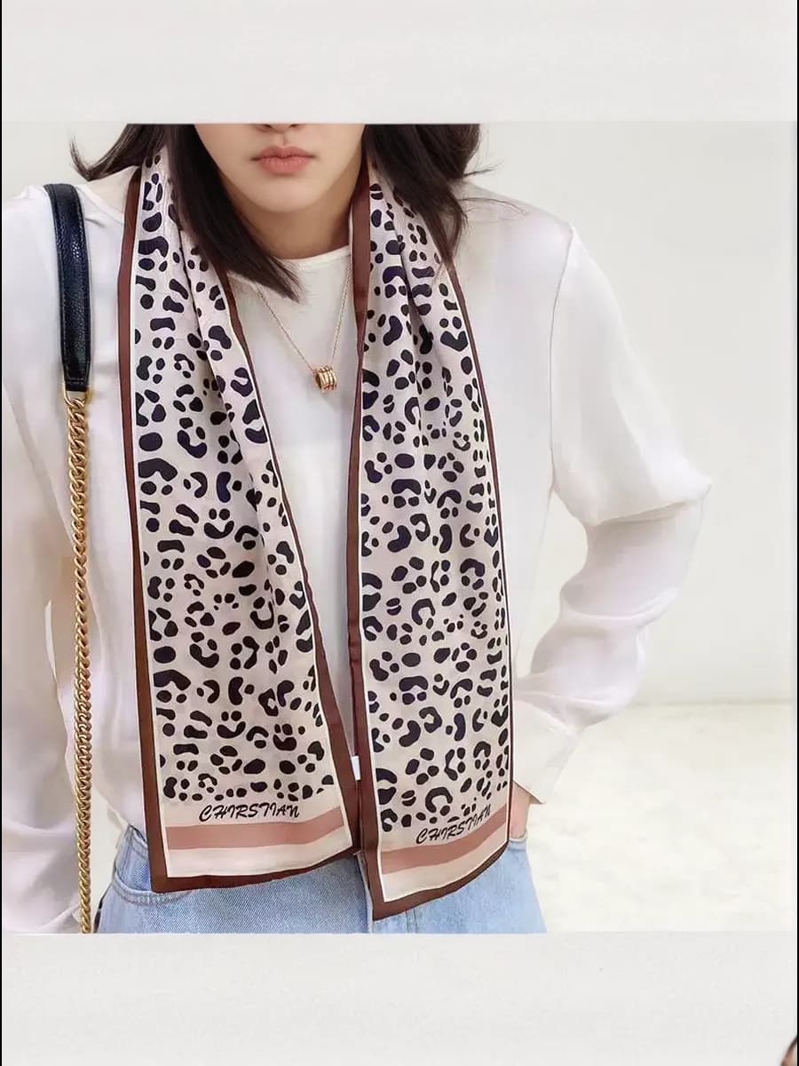 Шарф твилли на шею лента легкий шелковый осенний