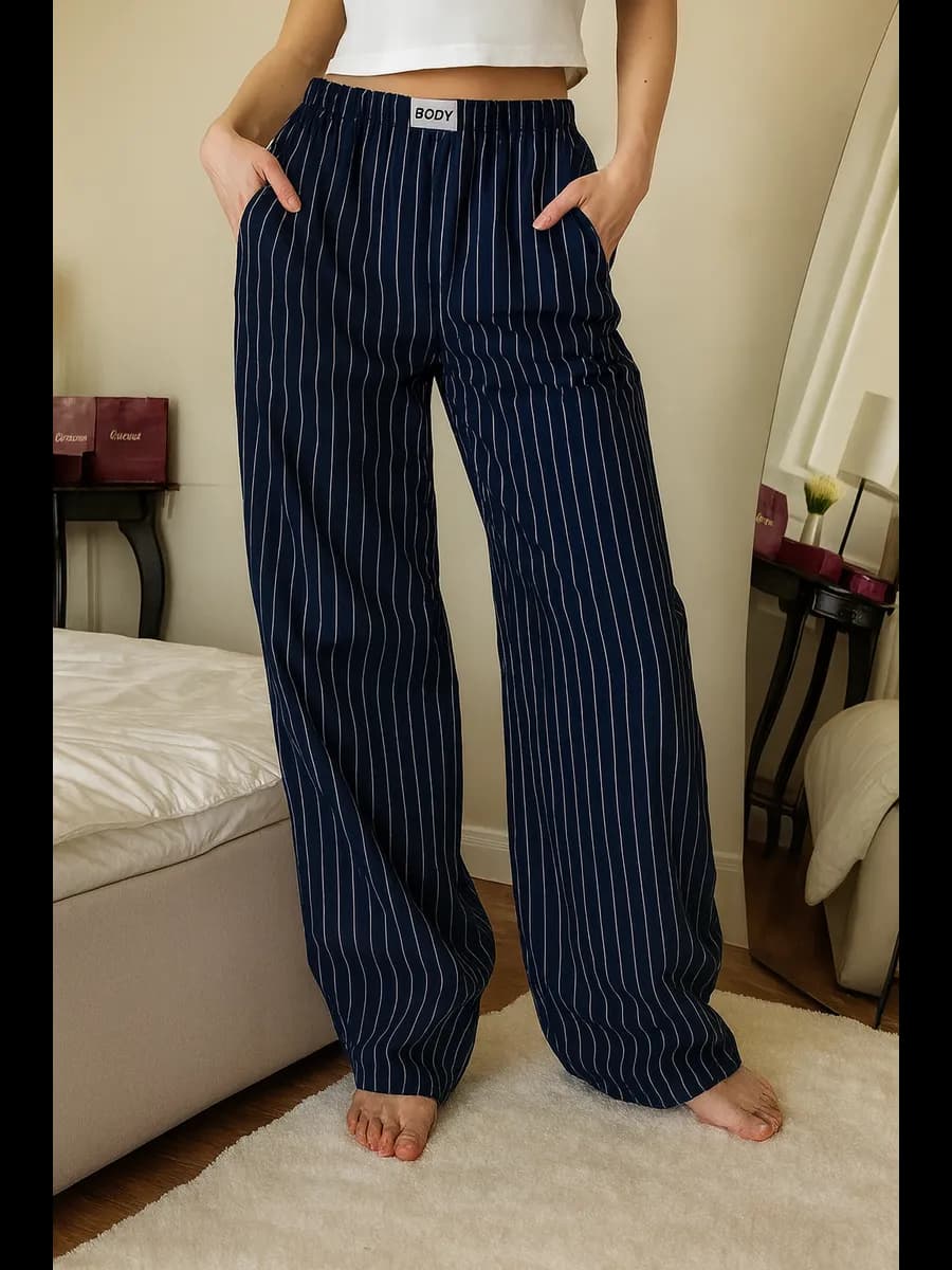 Брюки женские домашние палаццо на резинке