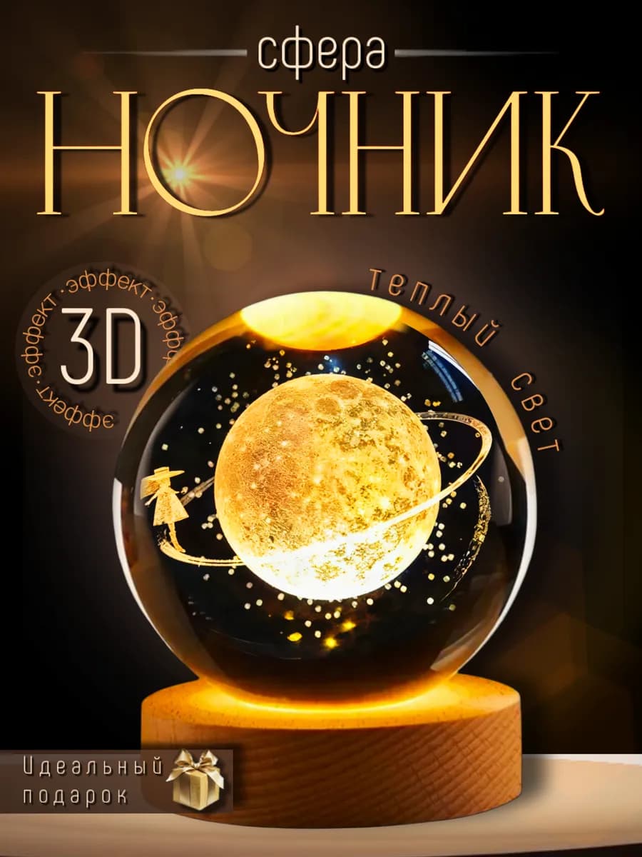 Ночник-сфера стеклянный шар Планета
