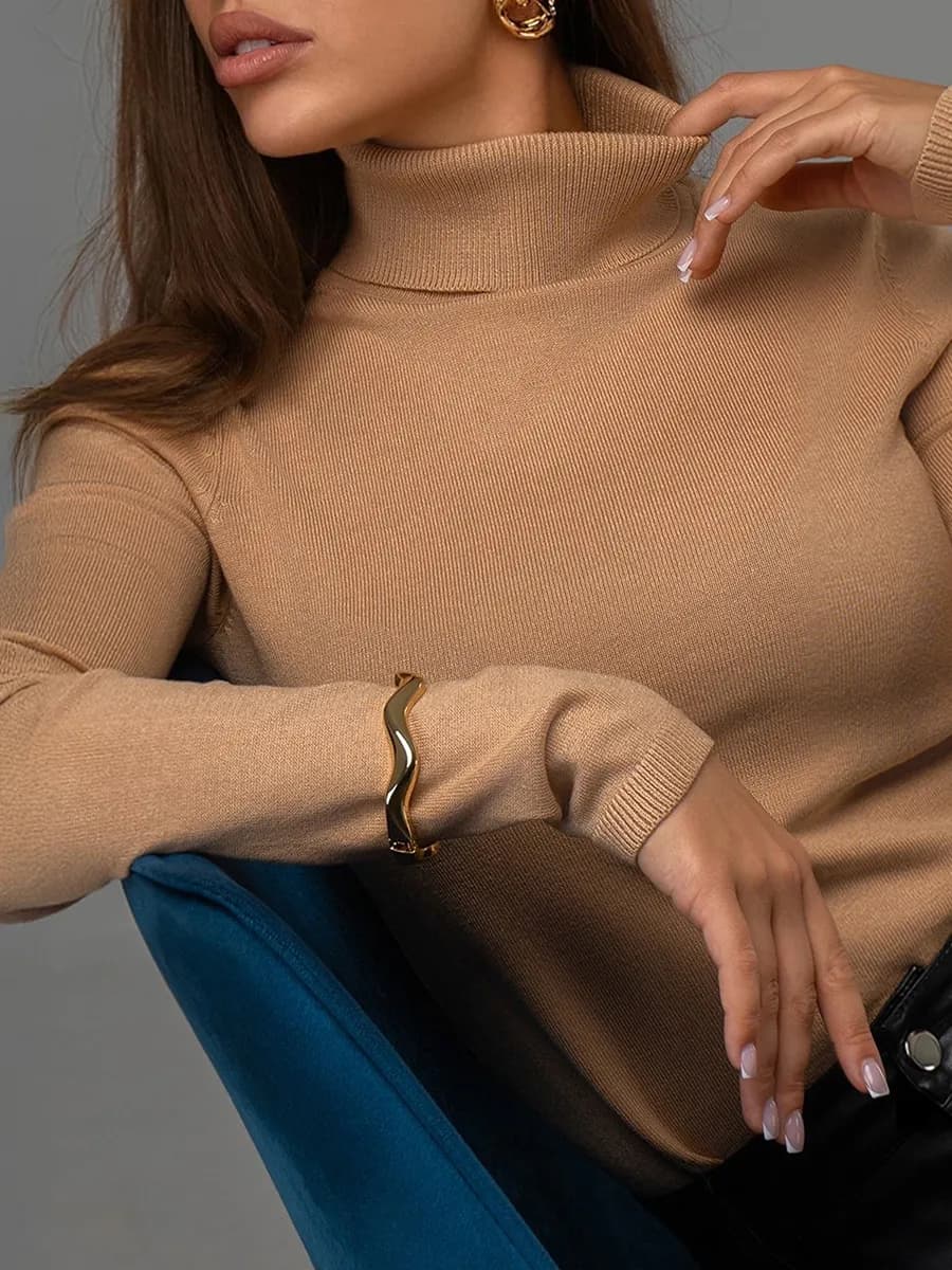 Водолазка с горлом теплая базовая из вязаного трикотажа