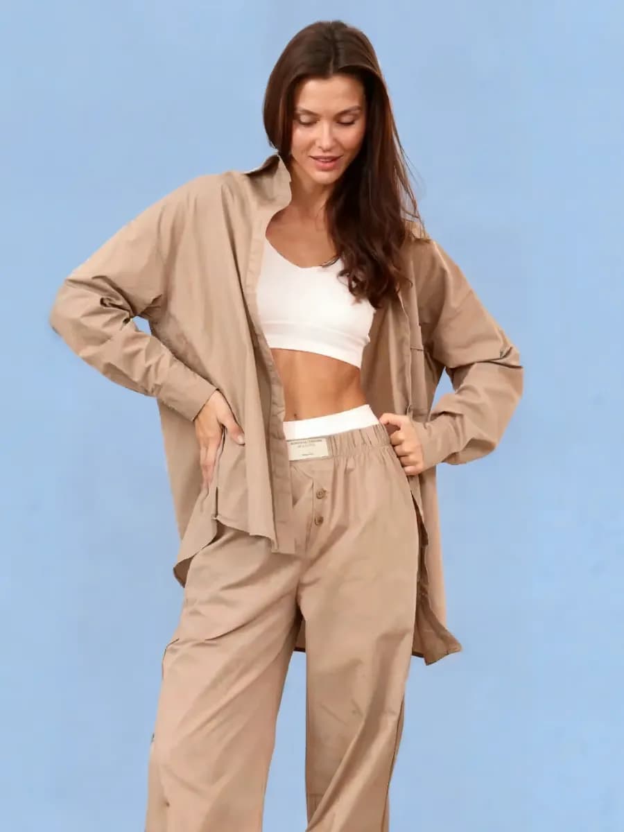 Костюм домашний брючный с рубашкой пляжный