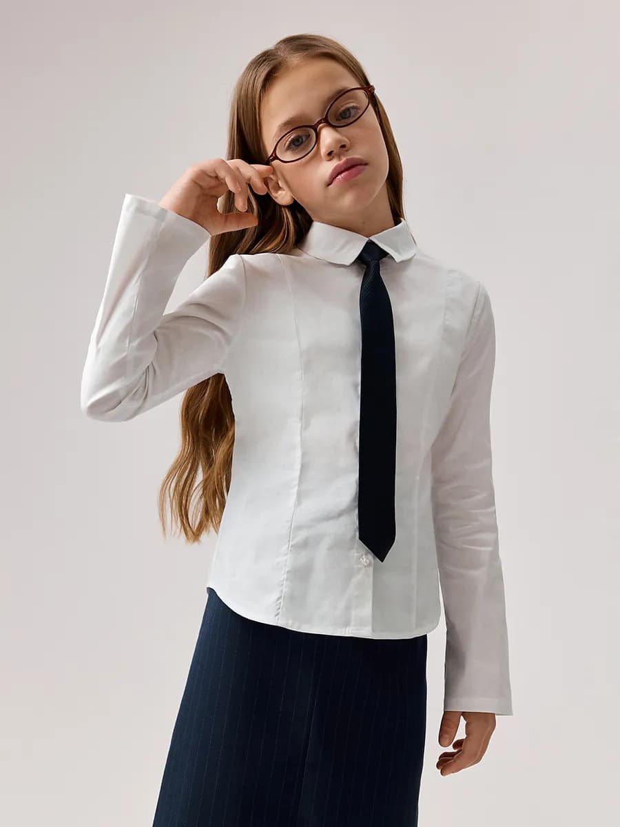 Блузка школьная приталенная с длинным рукавом