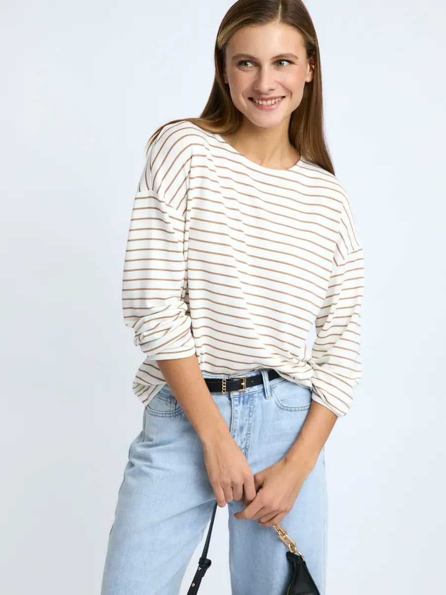 Женский лонгслив-тельняшка в полоску