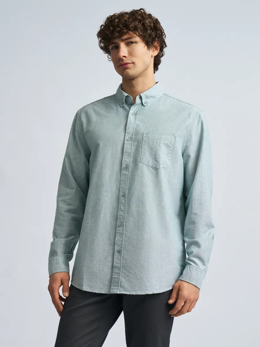 Мужская рубашка прямого фасона из хлопка - фото 1