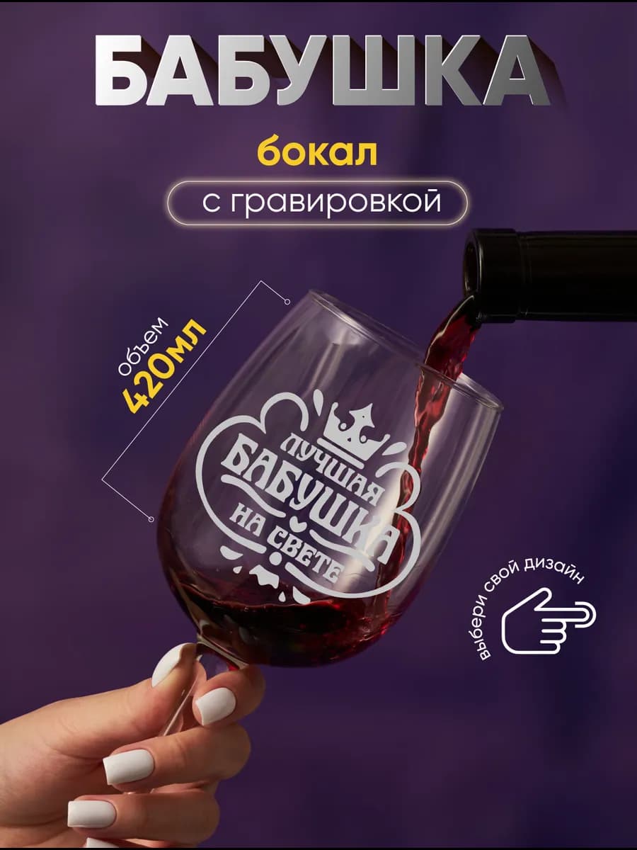 Бокал для вина подарок бабушке