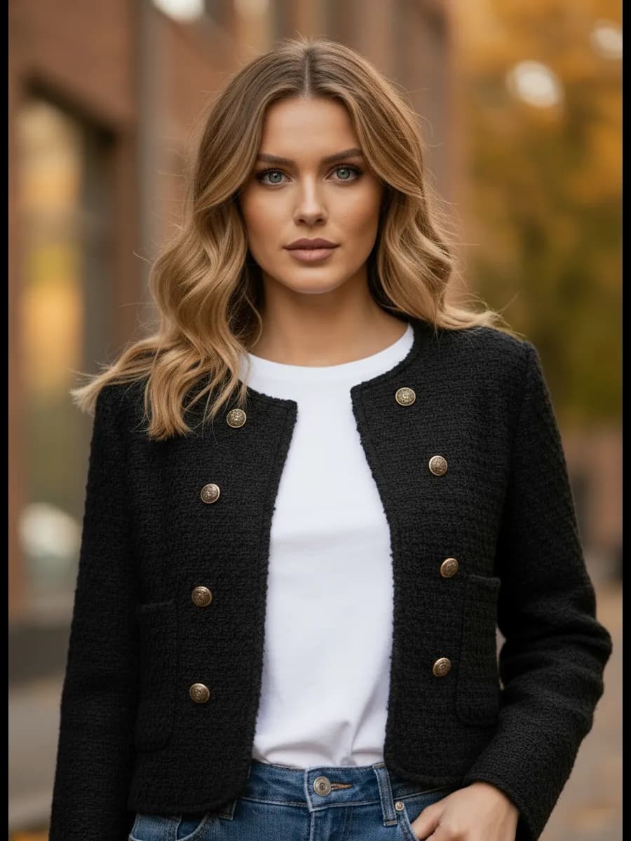 Твидовый жакет укороченный