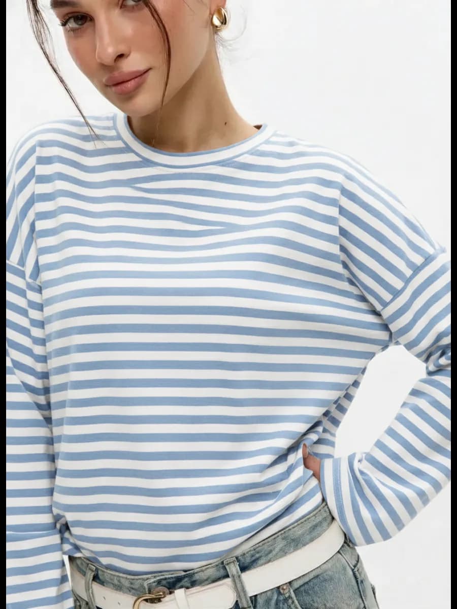 Лонгслив оверсайз в полоску тельняшка